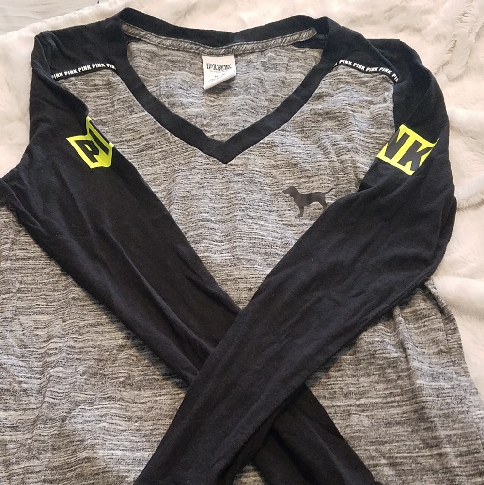 Gray and black PINK long sleeve shirt